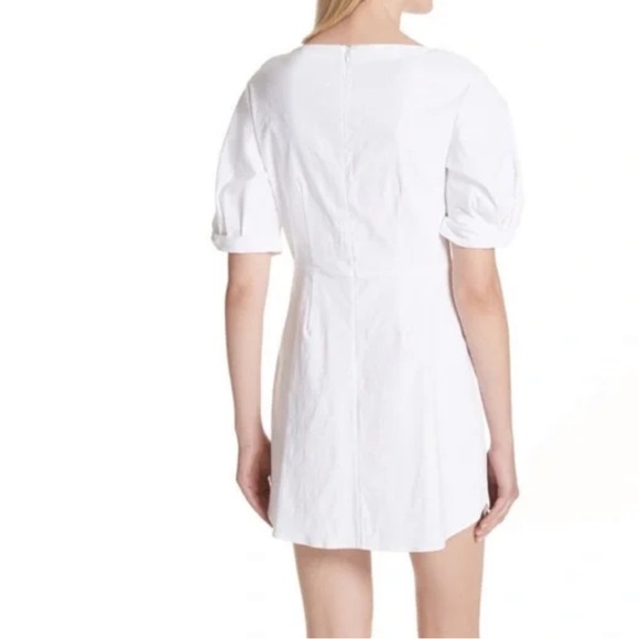 A.L.C. Ivory Mirren Twist Front Short Sleeve Dress Size 4 Mini White Minimal - Picture 2 of 11